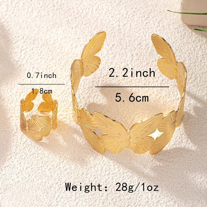 Stylish Alloy Hand Cuff Ring Set