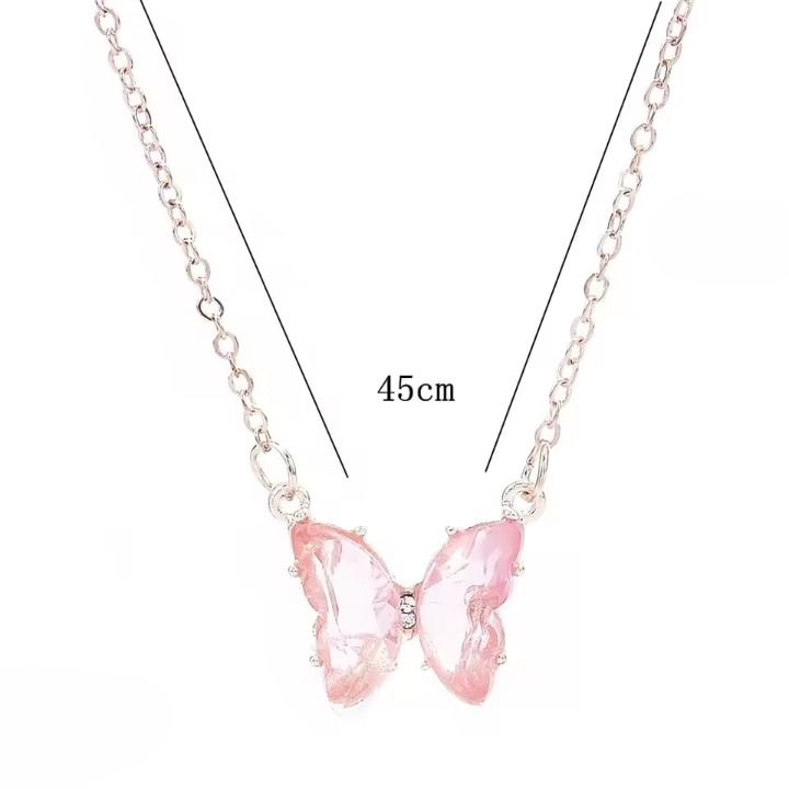 Crystal Butterfly Pendant Necklace for Women