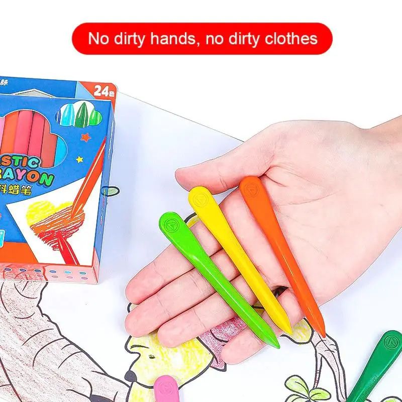 Pack of12 Art Supply Childs Plastic Crayons with Box