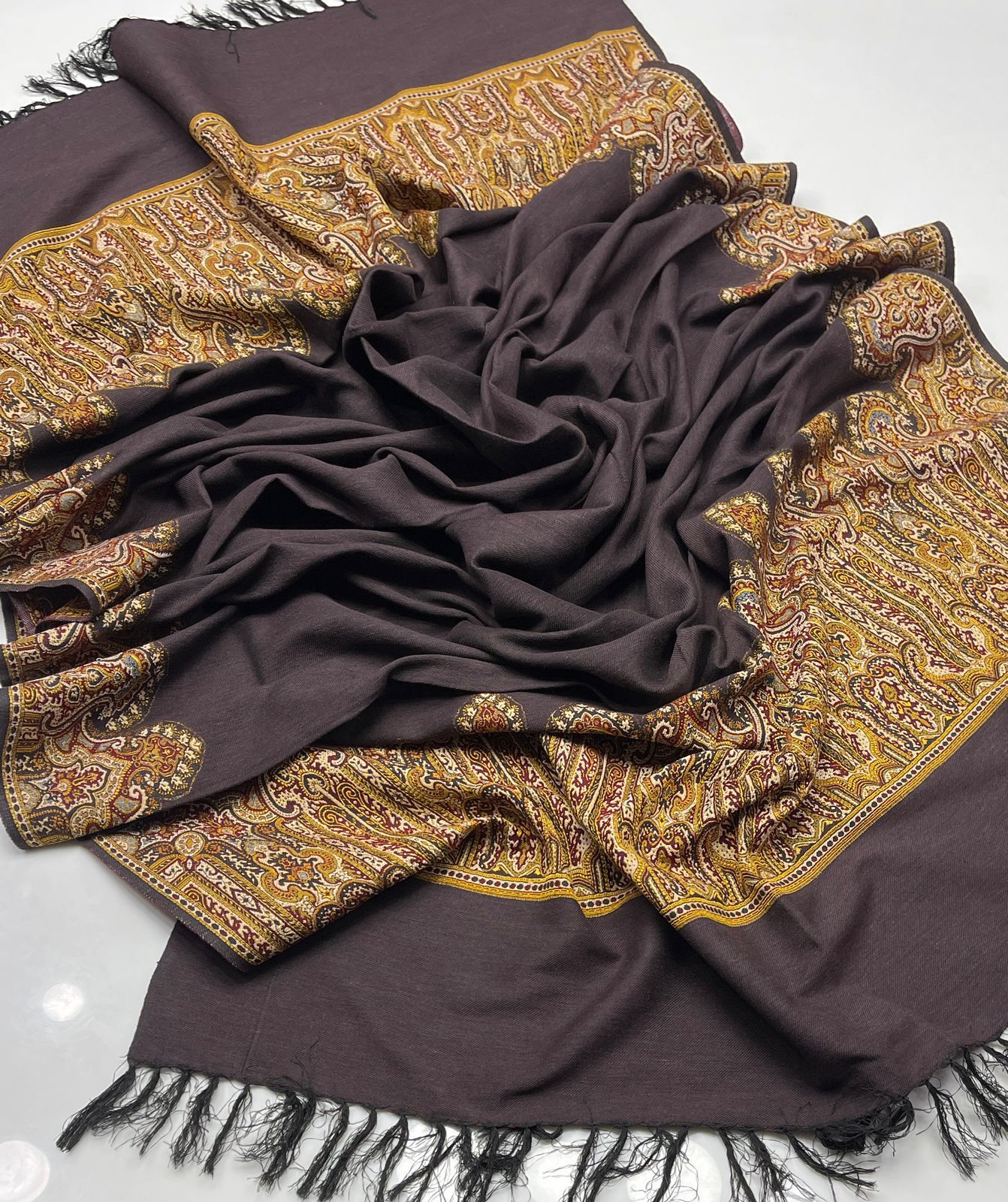 Double Tune Jacquard Pashmina Wool Shawl