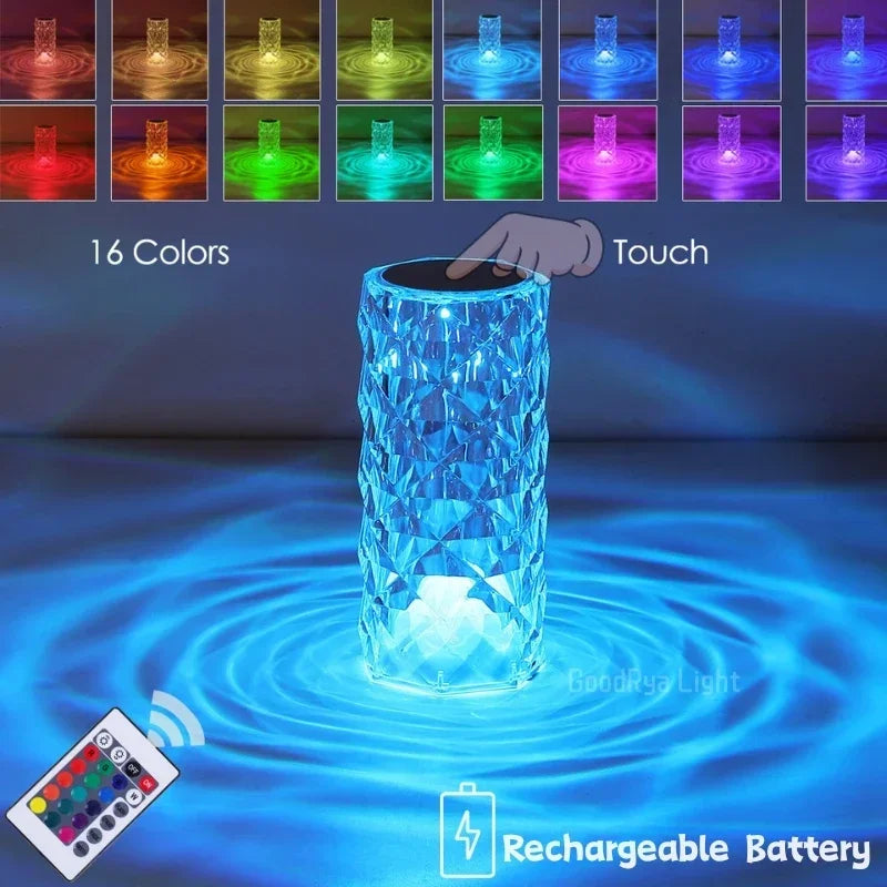 LED Crystal Table Lamp Rose Light Projector
