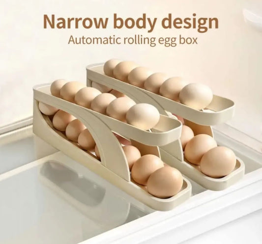 Gravity-Fed Egg Organizer with Protective Rails