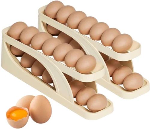 Gravity-Fed Egg Organizer with Protective Rails