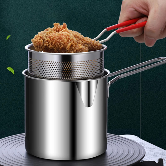 Stainless Steel Deep Fryer Pot with Strainer