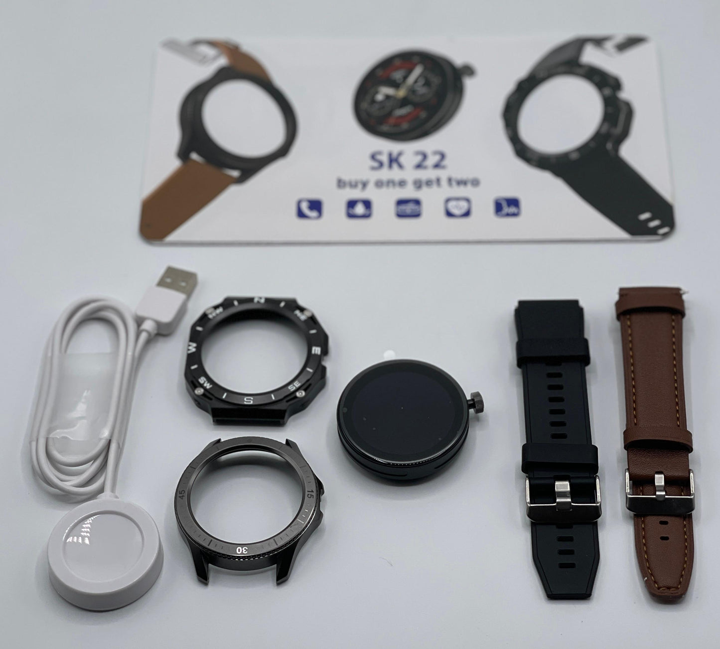 SK 22 Smartwatch with 2 Watch Bodies & 2 Straps