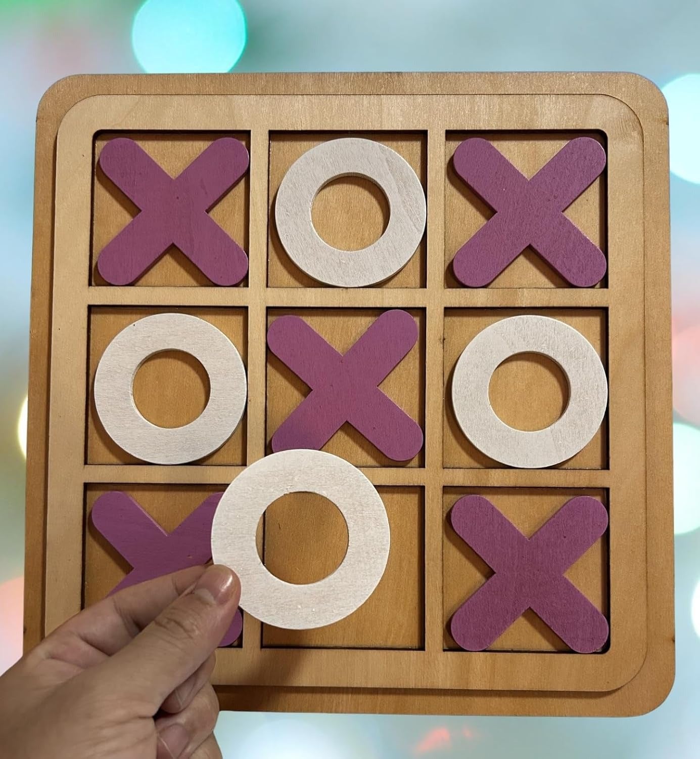 Solid Wooden Tic Tac Toe Board Game