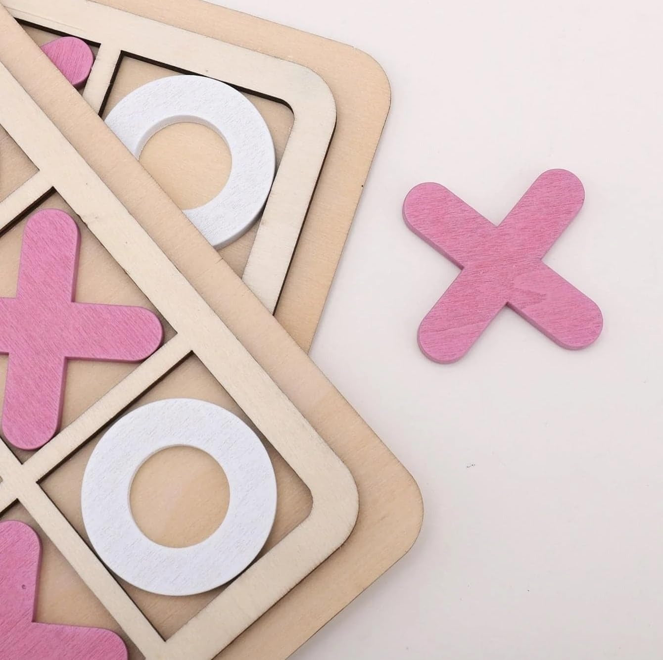 Solid Wooden Tic Tac Toe Board Game