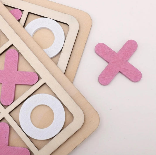 Solid Wooden Tic Tac Toe Board Game