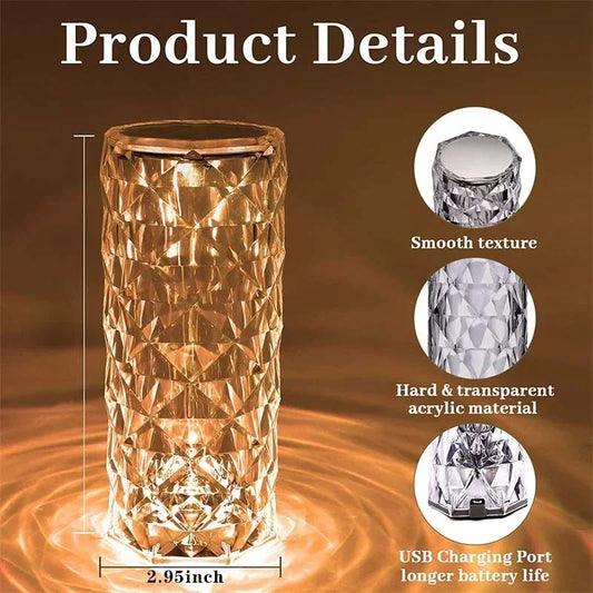 LED Crystal Table Lamp Rose Light Projector