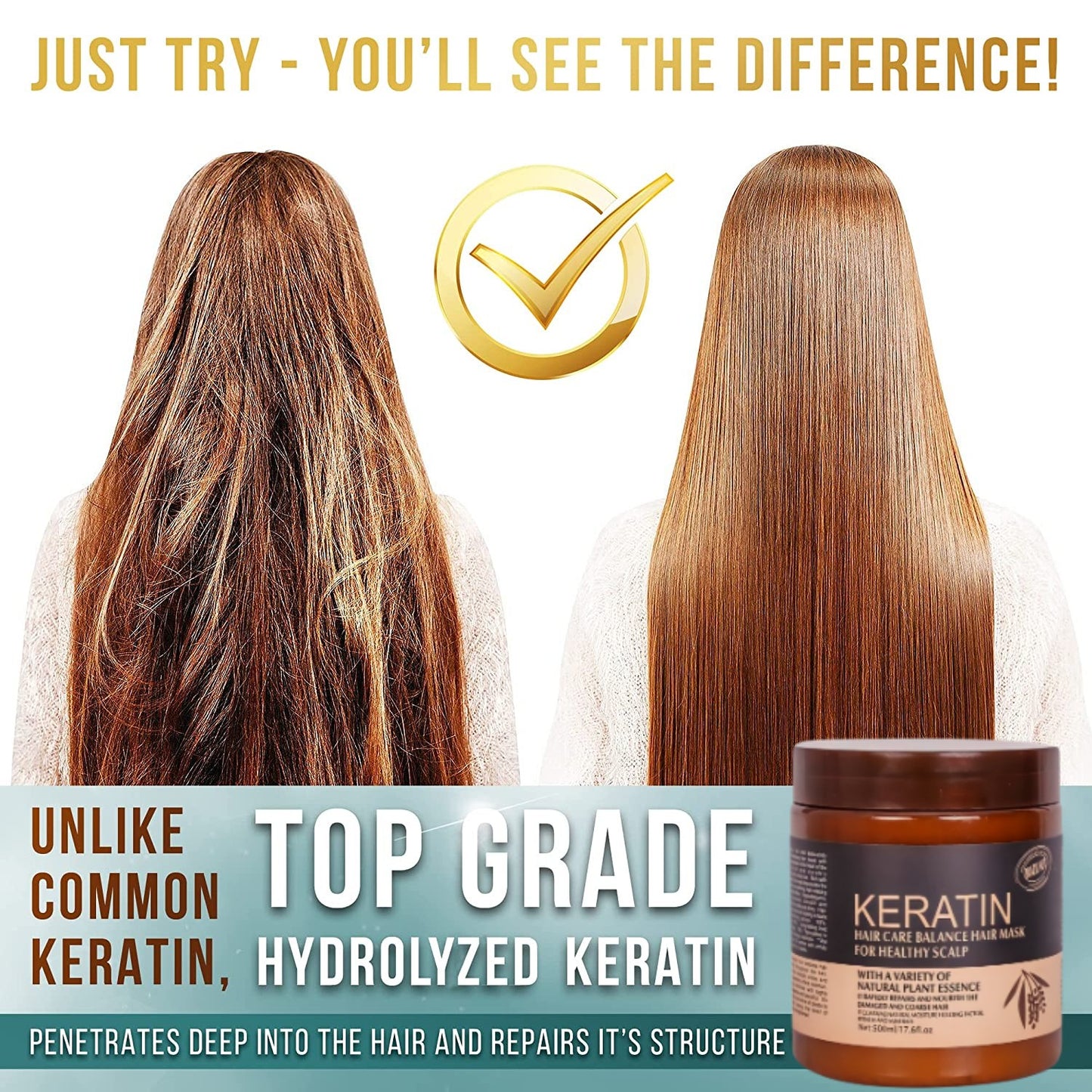 Keratin Hair Mask  Professional Repair Treatment for Damaged & Frizzy Hair