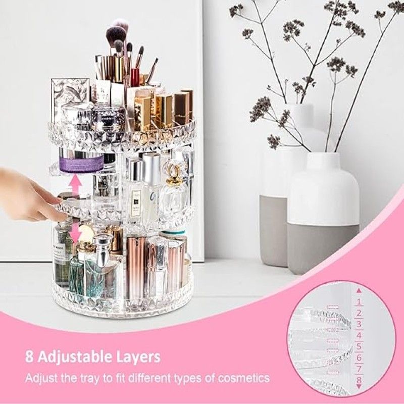 360 Rotating Diamond Cut Cosmetic Organizer