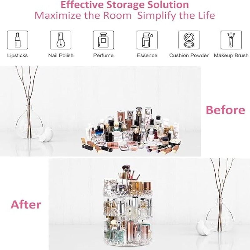 360 Rotating Diamond Cut Cosmetic Organizer
