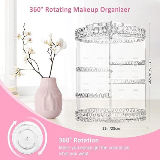 360 Rotating Diamond Cut Cosmetic Organizer