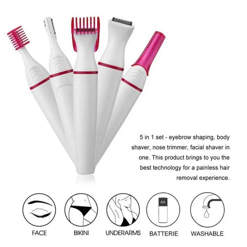 Multifunction 5 in 1 Electric Epilator Painless Trimmer