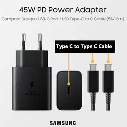 45W Samsung Super Fast Charger with Type C to Type C Cable