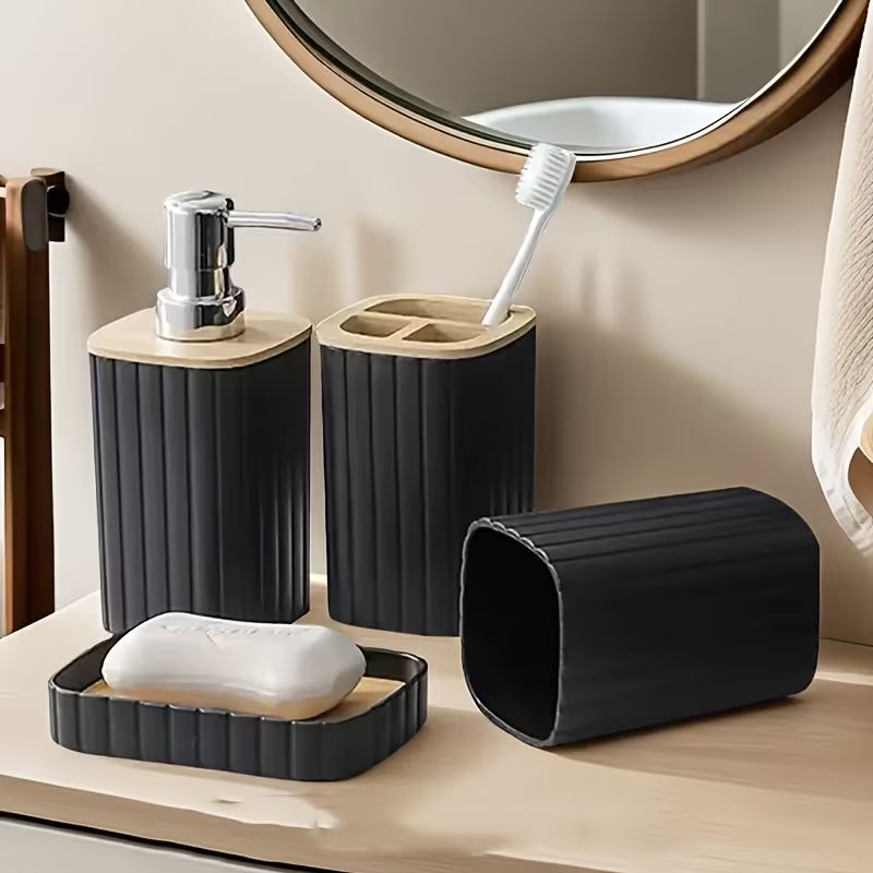04-Piece Bathroom Accessories Set with Lids