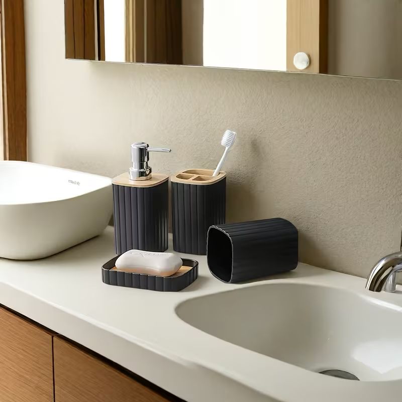 04-Piece Bathroom Accessories Set with Lids