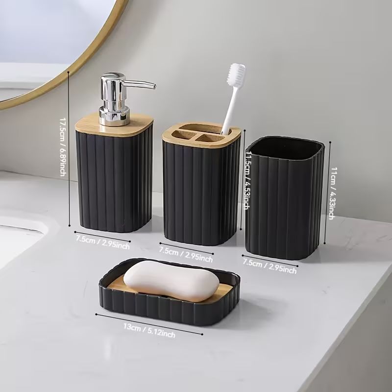 04-Piece Bathroom Accessories Set with Lids