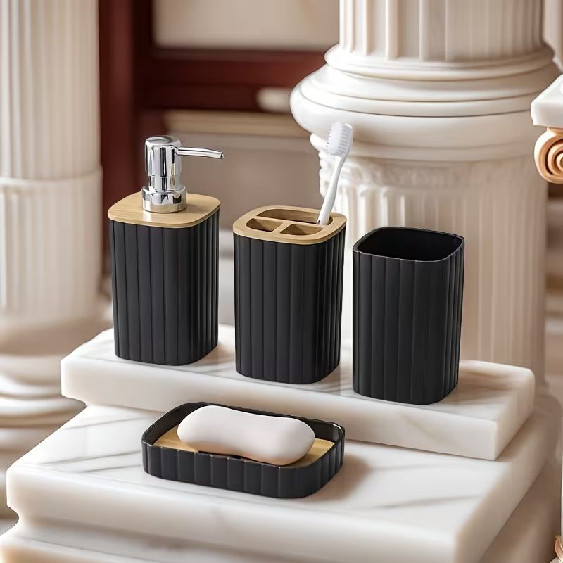 04-Piece Bathroom Accessories Set with Lids