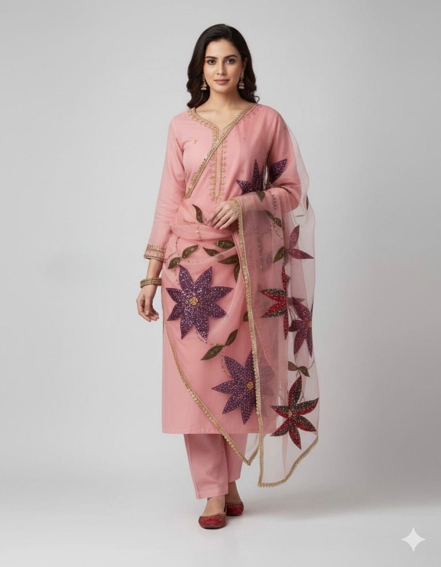 Handmade Organza Unstitched 2PC Suit