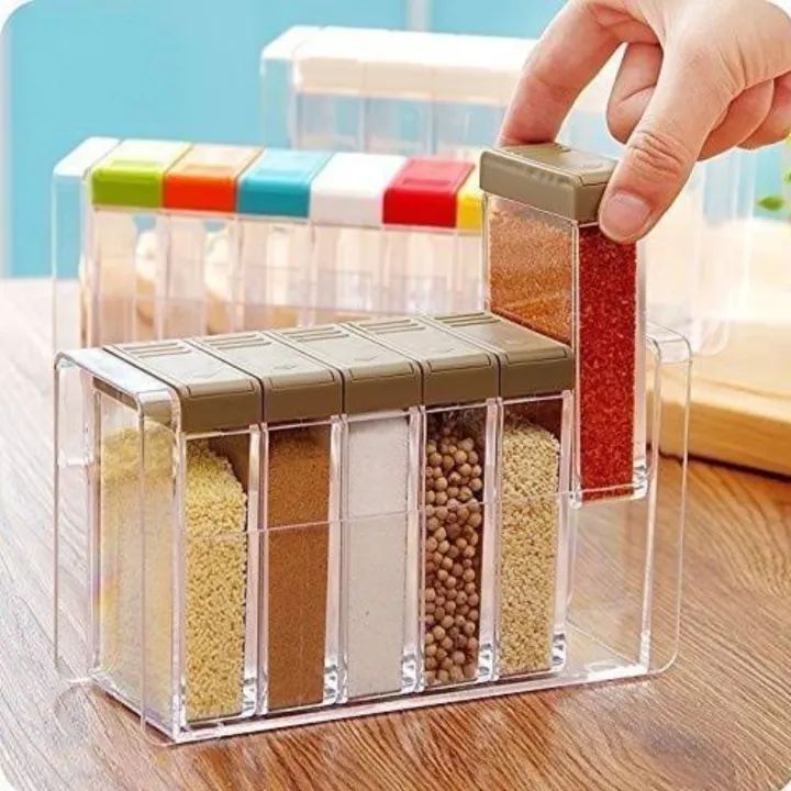 Transparent Spice Jar Set (6 Pcs)