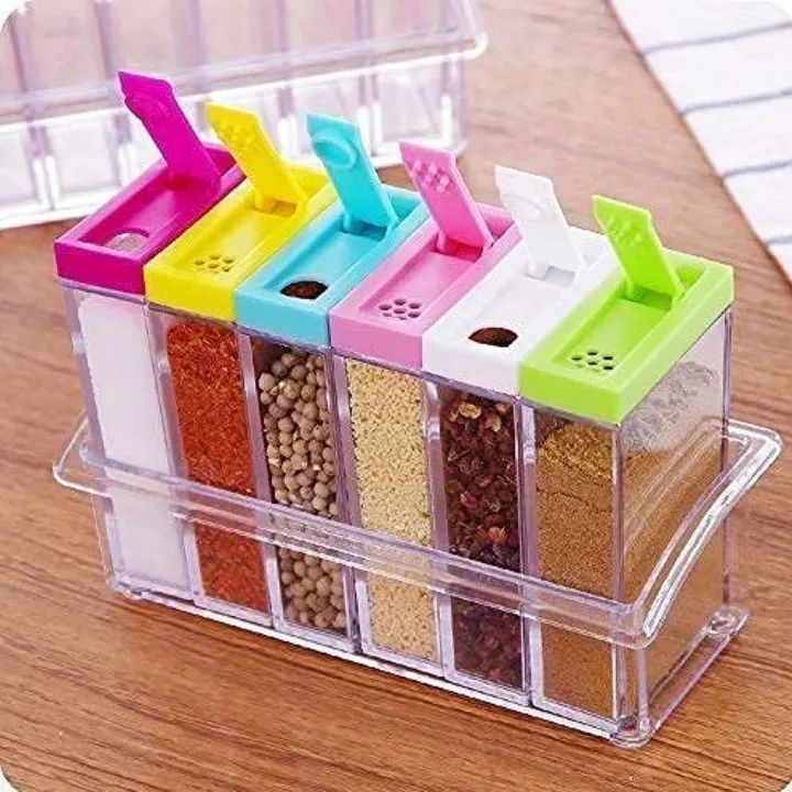 Transparent Spice Jar Set (6 Pcs)
