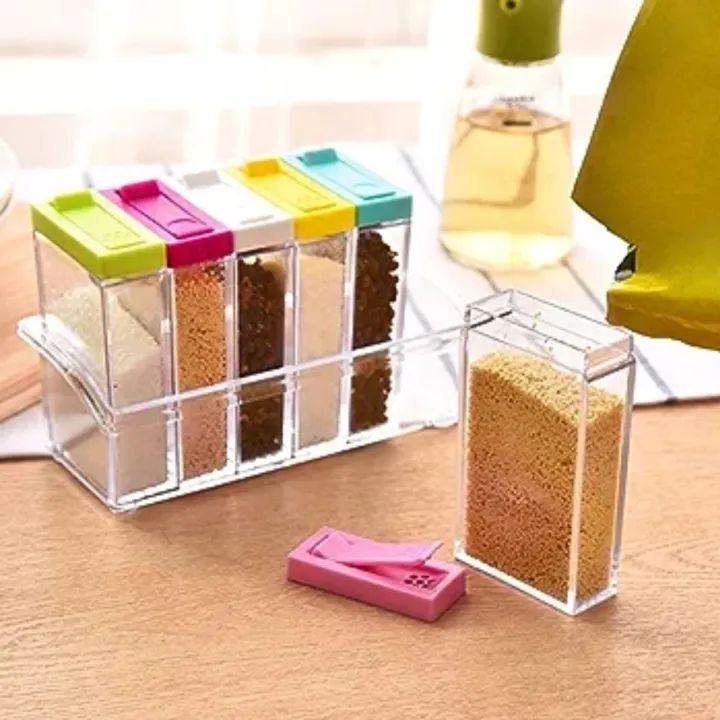 Transparent Spice Jar Set (6 Pcs)