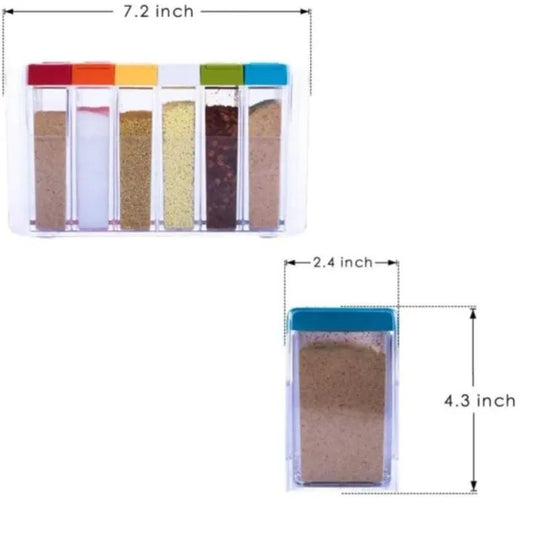 Transparent Spice Jar Set (6 Pcs)