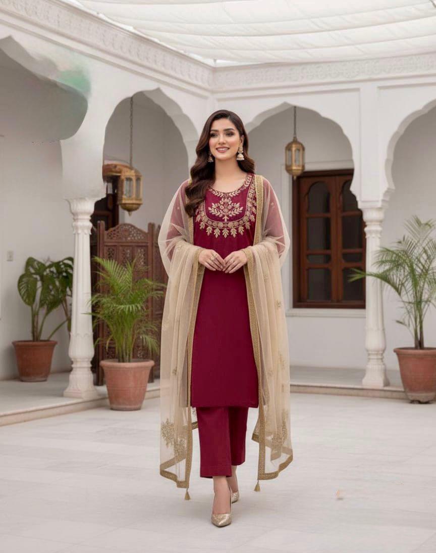 Kataan Silk Unstitched 3PC Ensemble