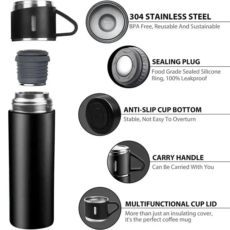 Stainless Steel Vacuum Insulated Bottle Gift Set ( Random color)