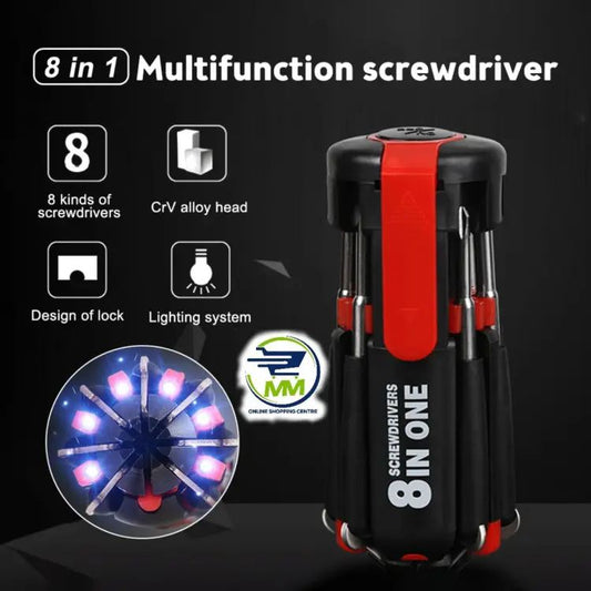 8in1 Screw Driver Screwdriver Tool Kit With LED Torch
