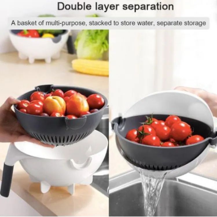 9 in 1 Multifunction Kitchen Wet Basket Vegetable Cutter