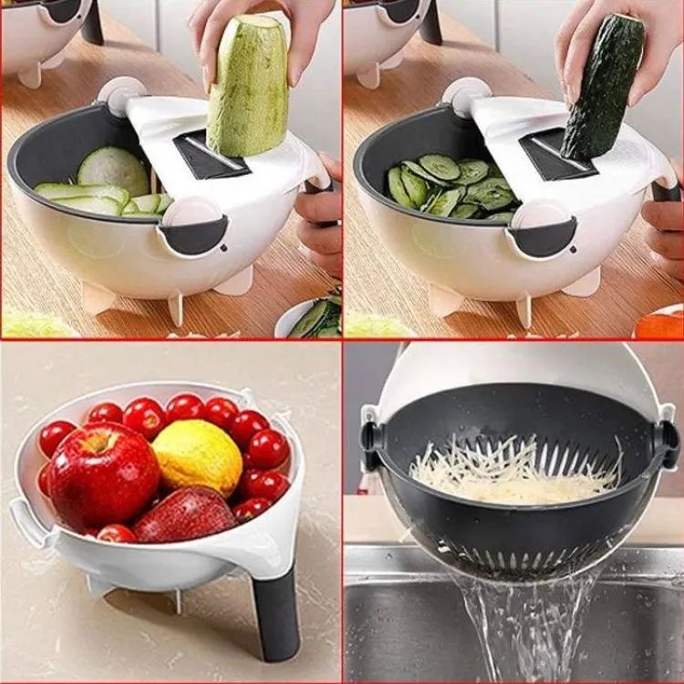 9 in 1 Multifunction Kitchen Wet Basket Vegetable Cutter