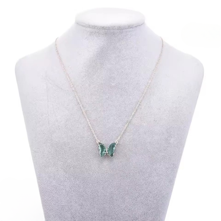 Crystal Butterfly Pendant Necklace for Women