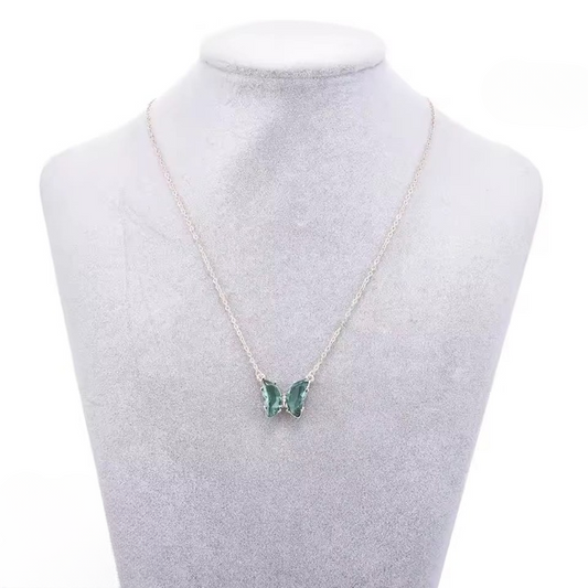Crystal Butterfly Pendant Necklace for Women