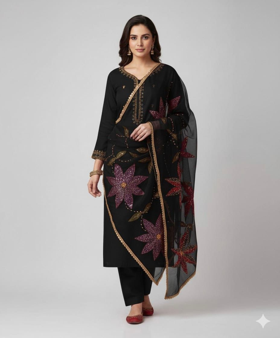 Handmade Organza Unstitched 2PC Suit