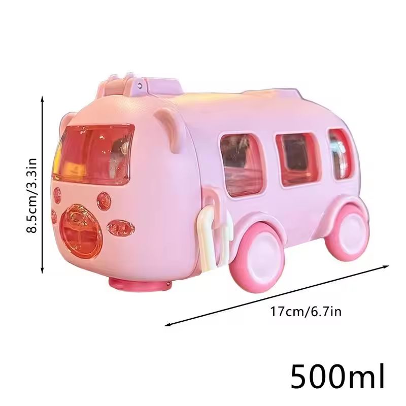Bus-Shaped Kids Water Bottle with Strap