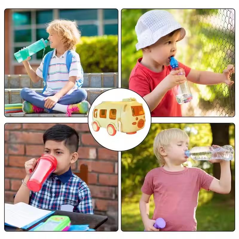 Bus-Shaped Kids Water Bottle with Strap