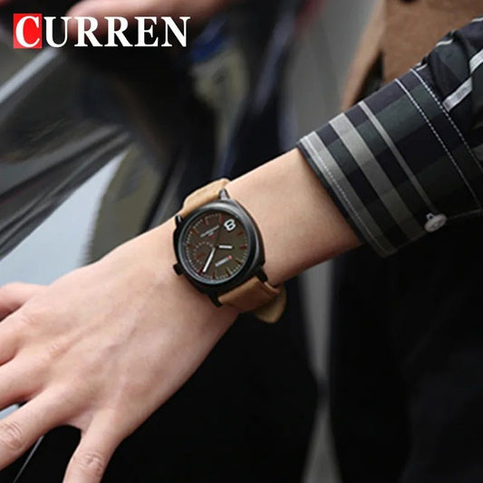 Curren Black Watch with Brown Strap for Men