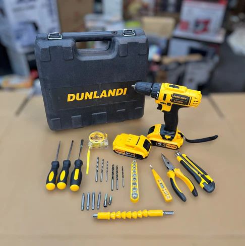 Double Battery Dunlandi 24V Rechargeable Drill Machine Tools Box Set