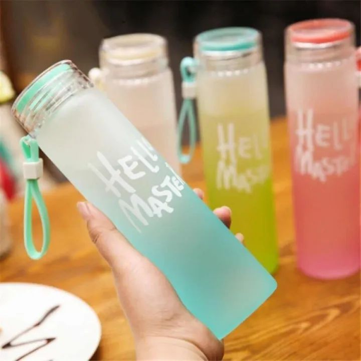 Hello Master Glass Water Bottle (480ml) with Stainless Steel Cap