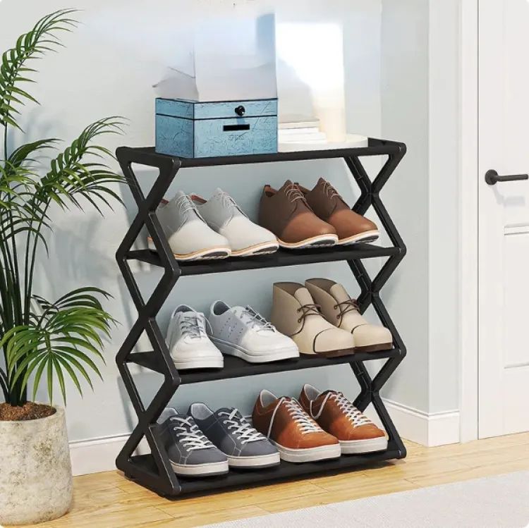 3-Layer Space-Saving X-Shaped Shoe Rack