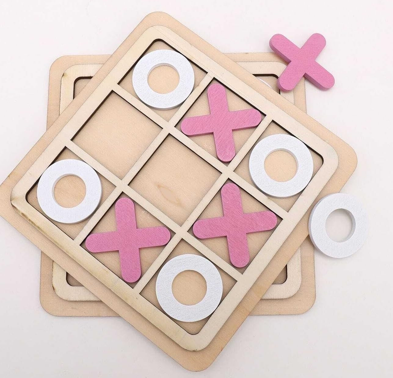 Solid Wooden Tic Tac Toe Board Game