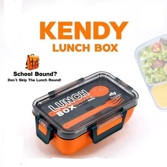 2-Compartment Bento Lunch Box with Spoon & Fork – Leak-Proof BPA-Free Plastic Meal Container for Kids & Adults