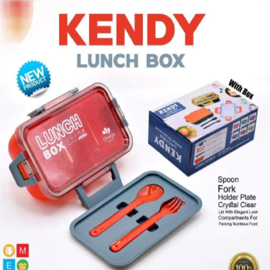 2-Compartment Bento Lunch Box with Spoon & Fork – Leak-Proof BPA-Free Plastic Meal Container for Kids & Adults