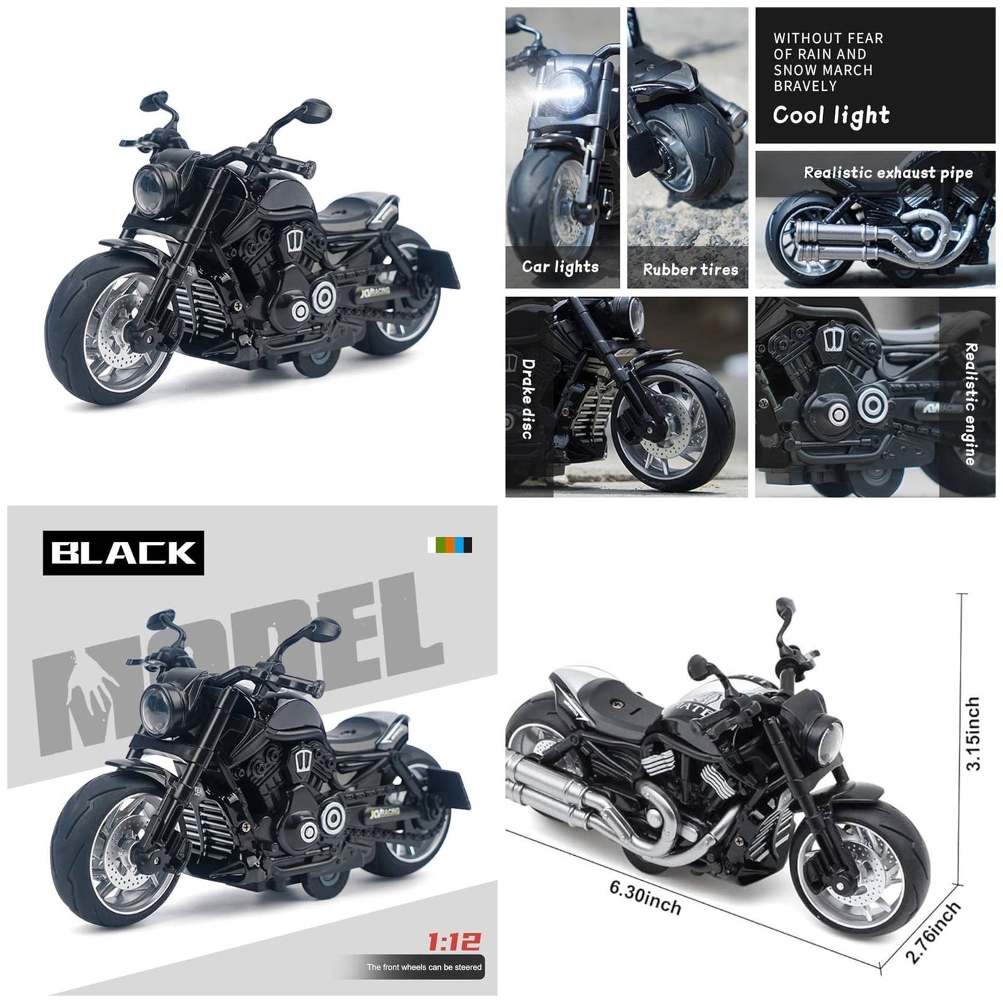 Black Decorative Motorcycle Model