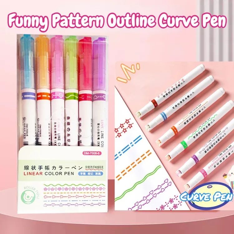 Pack Of6 Multi-colored Drawing Curve Pen