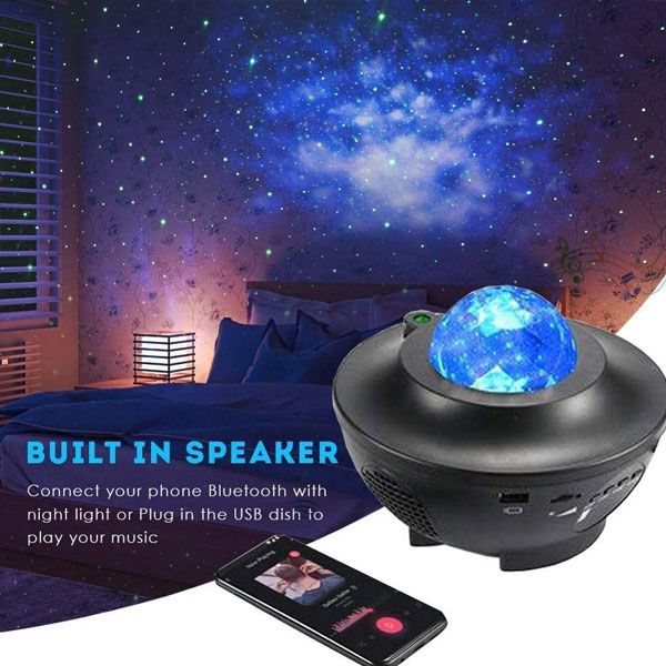 2-in-1 Starry Night Light & Ocean Wave Projector with Bluetooth Speaker