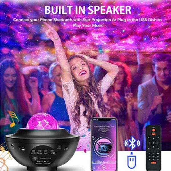 2-in-1 Starry Night Light & Ocean Wave Projector with Bluetooth Speaker