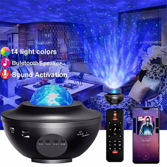 2-in-1 Starry Night Light & Ocean Wave Projector with Bluetooth Speaker
